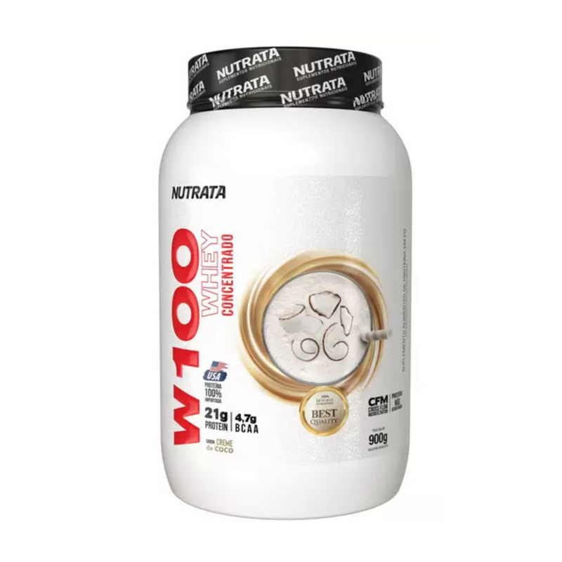 W100 Whey Concentrado 900g Pote Creme de Coco - Nutrata