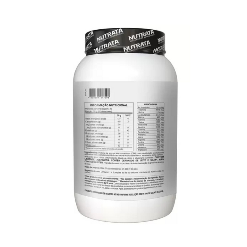 W100 Whey Concentrado 900g Pote Creme de Coco - Nutrata